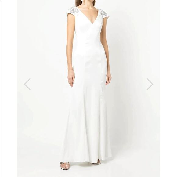 Share Marchesa Notte White Cap Sleeve Dress Gown Size 6 NEW - Picture 2 of 12